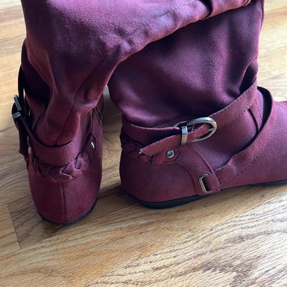Cliffs by WHITE MOUNTAIN Women's Wine Over-the-Knee Buckle Boots